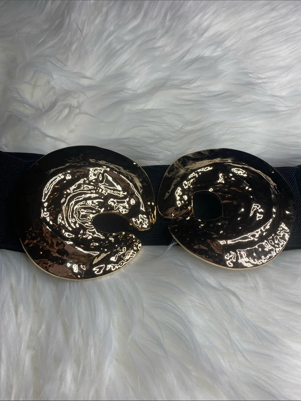 Gold Tone Interlocking Disc Stretch Belt - PLUS
